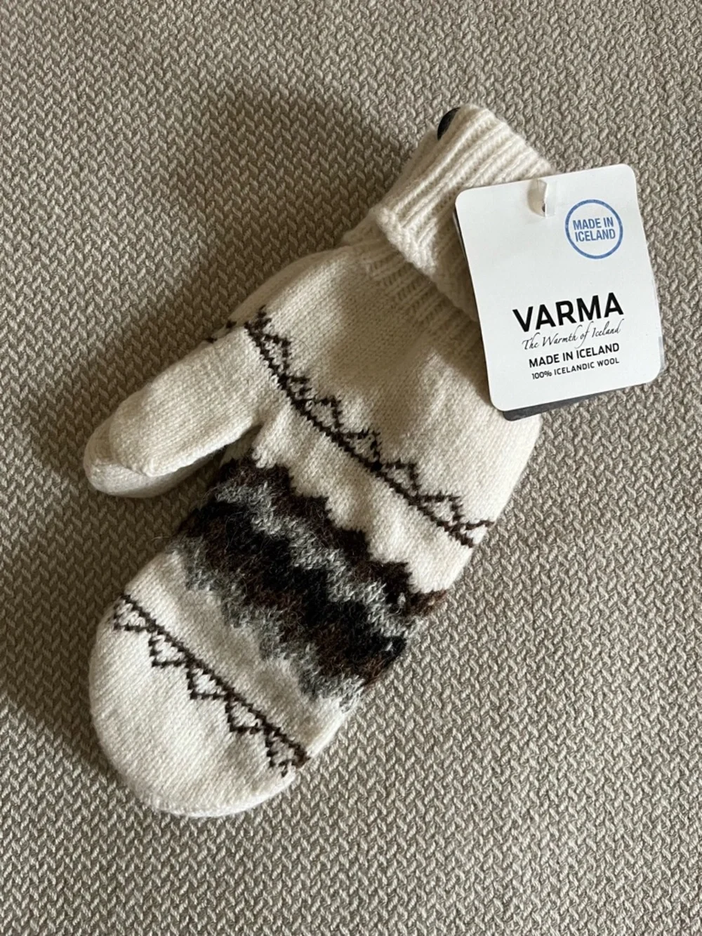 NWT Varma Ivory Print Mittens Icelandic Wool - Picture 5 of 7